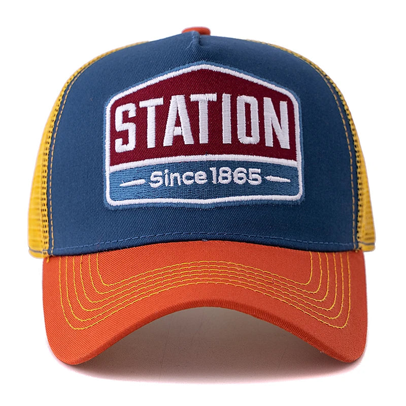 Unisex Baseball Cap Classic Station Letter Pattern Mesh Cap Men And Women