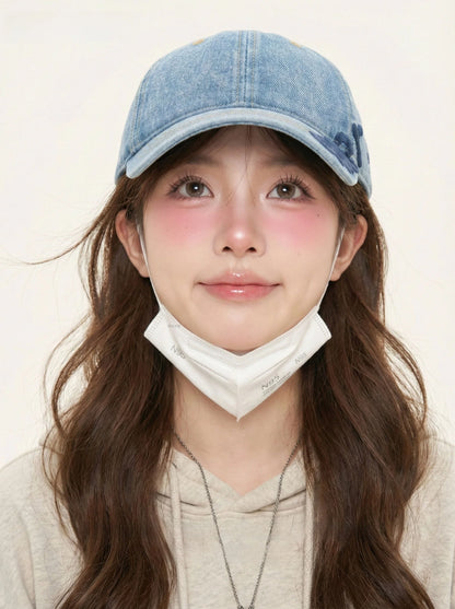 Washed Denim Baseball Cap Women's Vintage Lab Hat