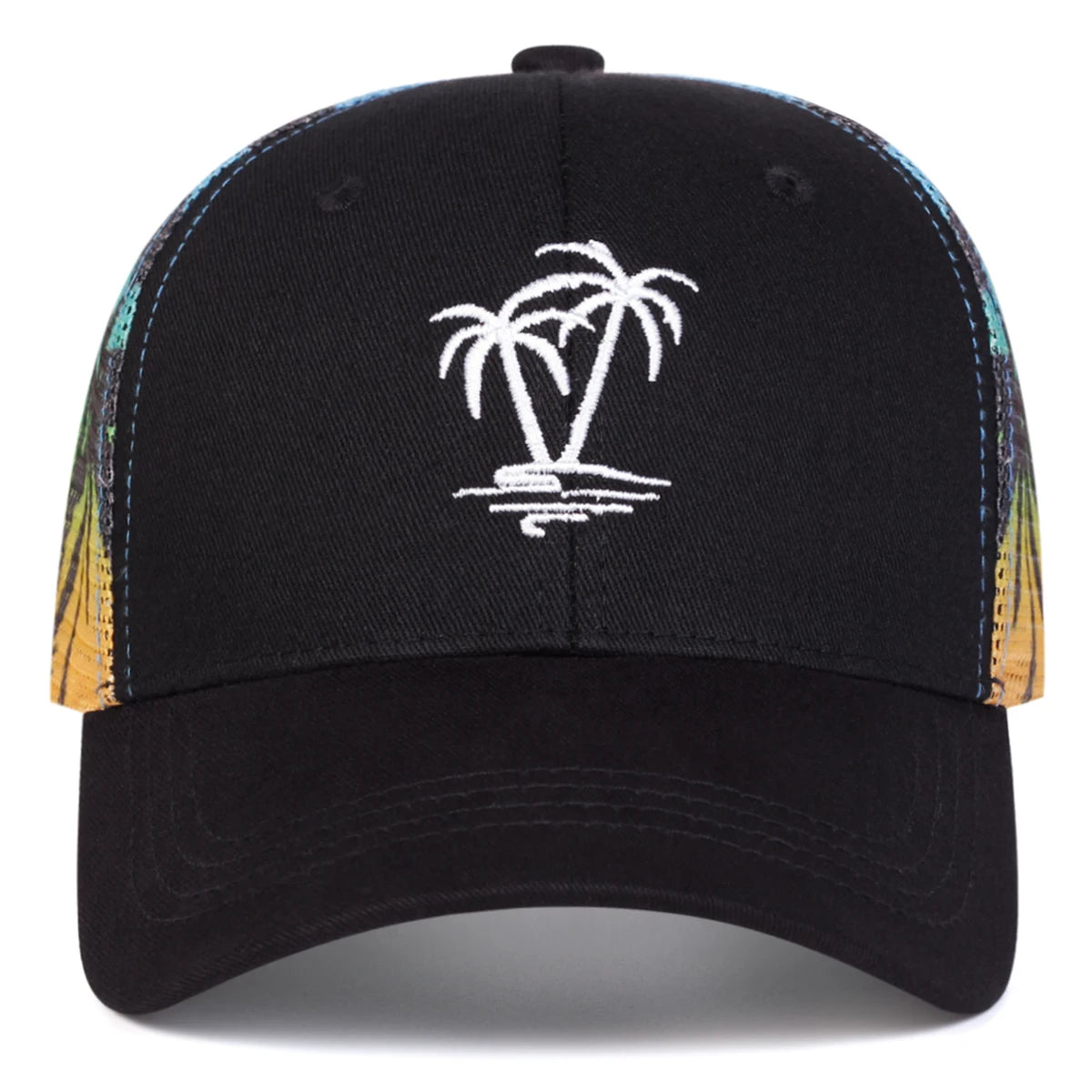 Unisex Coconut Tree Embroidery Baseball Net Caps Spring and Summer