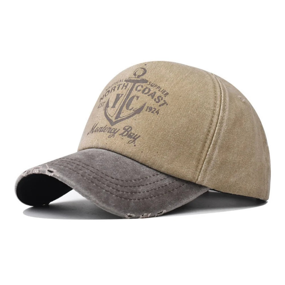 Retro Washed Letter Print Cap Outdoor Sports Baseball Cap