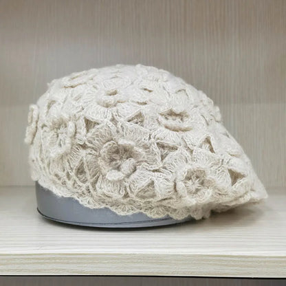 Women Cotton Slouchy Crochet Beret Handmade