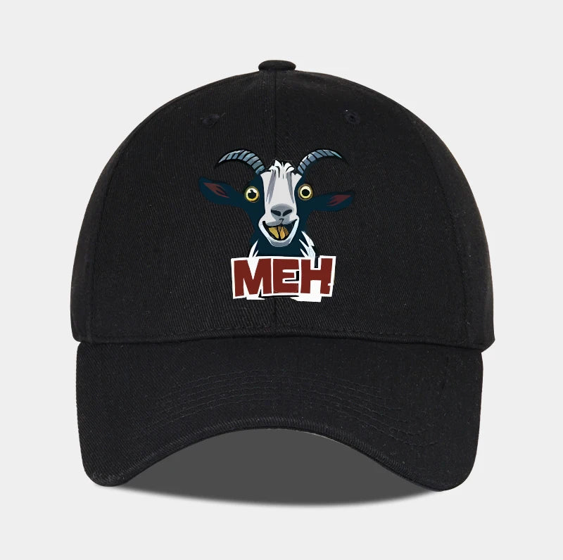 Goat Head MEH Print Soft Top Baseball Cap Soft Comfortable Breathable Adjustable Playful Quirky Trendy Fashionable Unisex