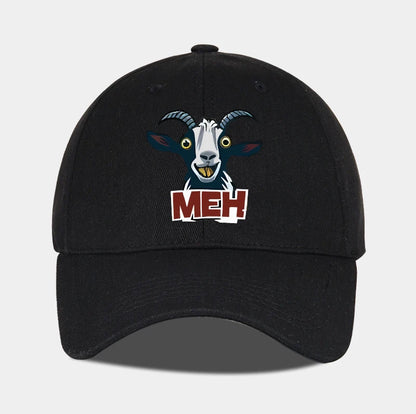 Goat Head MEH Print Soft Top Baseball Cap Soft Comfortable Breathable Adjustable Playful Quirky Trendy Fashionable Unisex