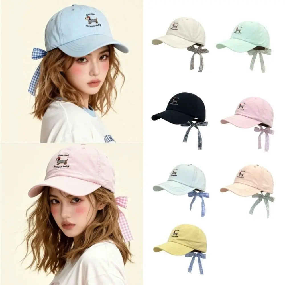 New Breathable Baseball Cap Bow Tie Sun Protection Duckbill Hat