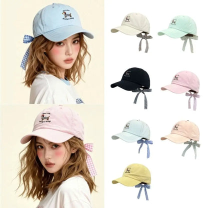 New Breathable Baseball Cap Bow Tie Sun Protection Duckbill Hat