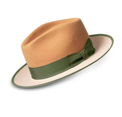 Men Women Wool Felt Fedora Hat Retro British Style Two Tone Jazz Cap