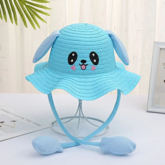 Sunscreen Rabbit Ear Sunshade Straw Hat UPF50+