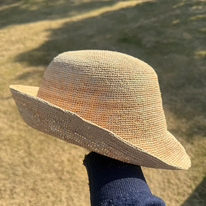 Designer Raffia Straw Hat Women Summer Beach Bucket Sun Hats