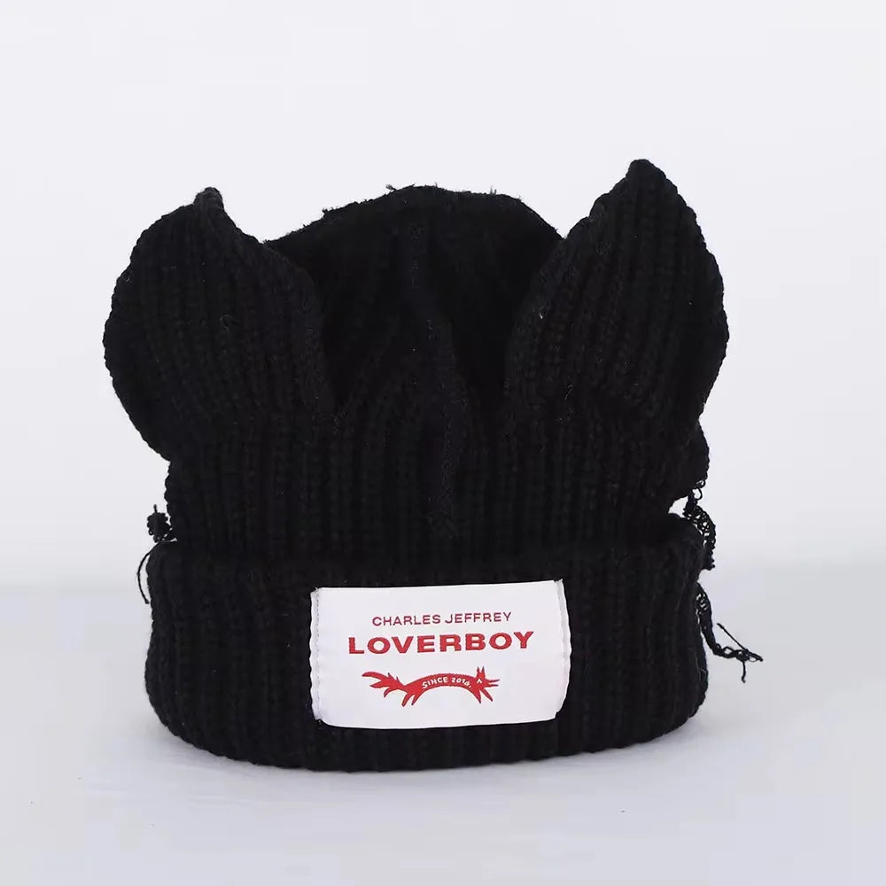 Loverboy Cat Ear Knit Hat Hooded Cap