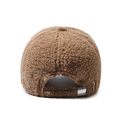 Trendy Warm Lambswool Baseball Caps Windproof Women Hats
