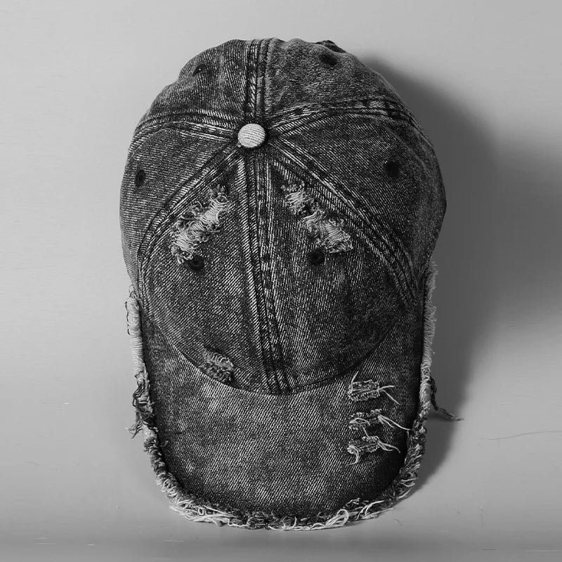 Washed Denim Baseball Cap Unisex Large Brim Face Slimming Street Fashion Hat