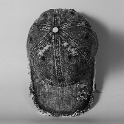 Washed Denim Baseball Cap Unisex Large Brim Face Slimming Street Fashion Hat