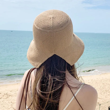 Women Summer Breathable Straw Hat Large Brim Adjustable