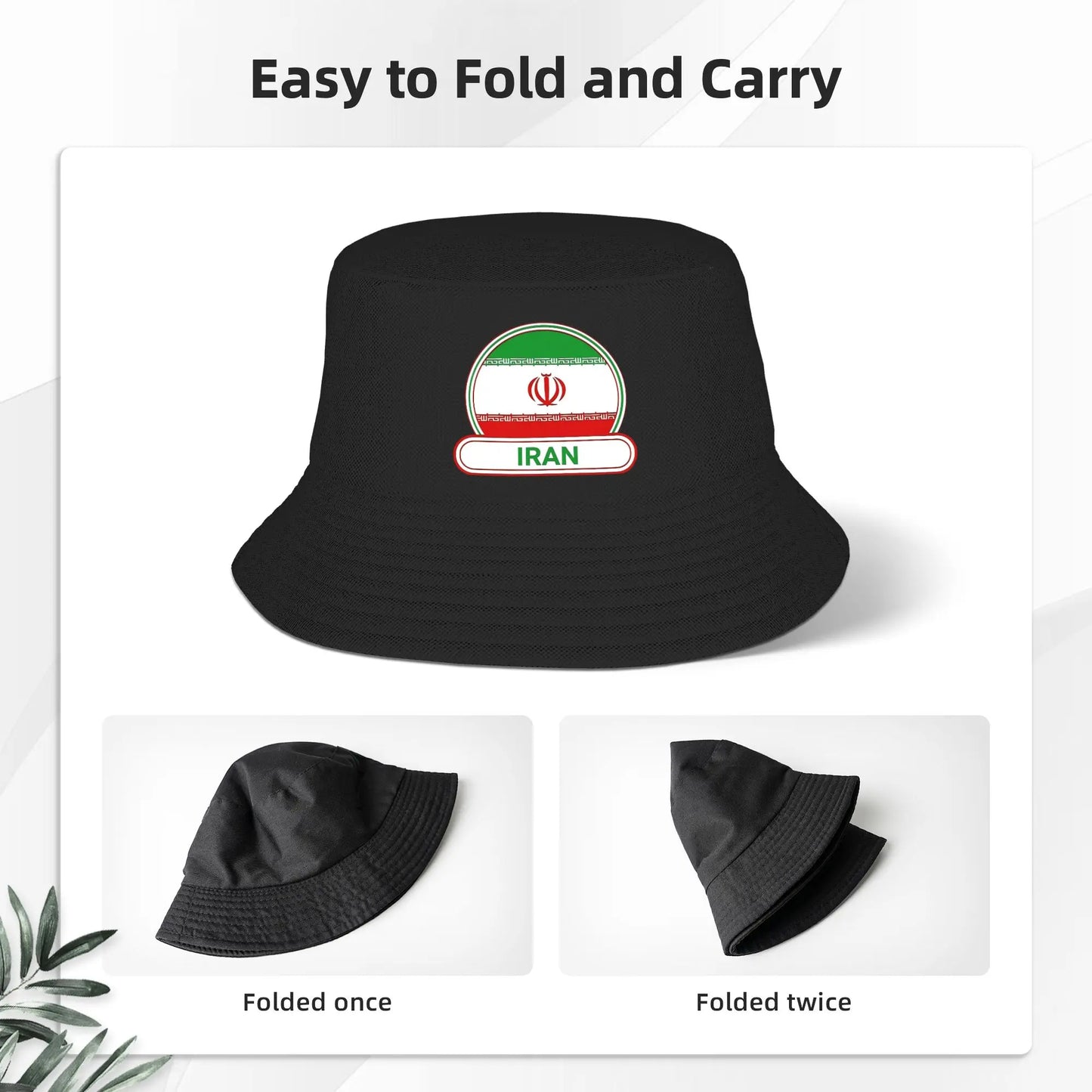 Iran Country Badge Iran Flag Bucket Hat  Street Style Fisherman Caps For Men Women Funny