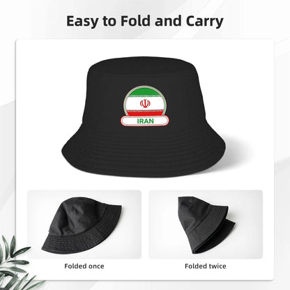 Iran Country Badge Iran Flag Bucket Hat  Street Style Fisherman Caps For Men Women Funny