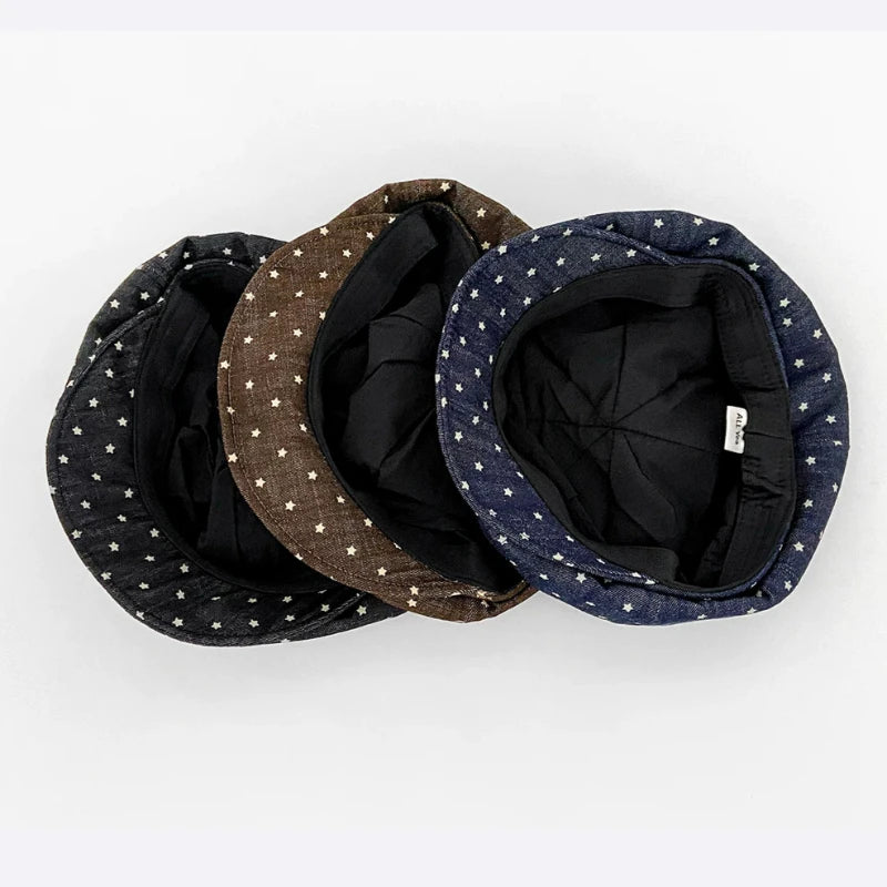 Korean Sweet Stars Printed Clouds Berets