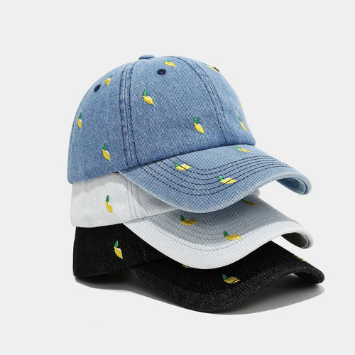 Lemon Summer Blue Denim Baseball Caps