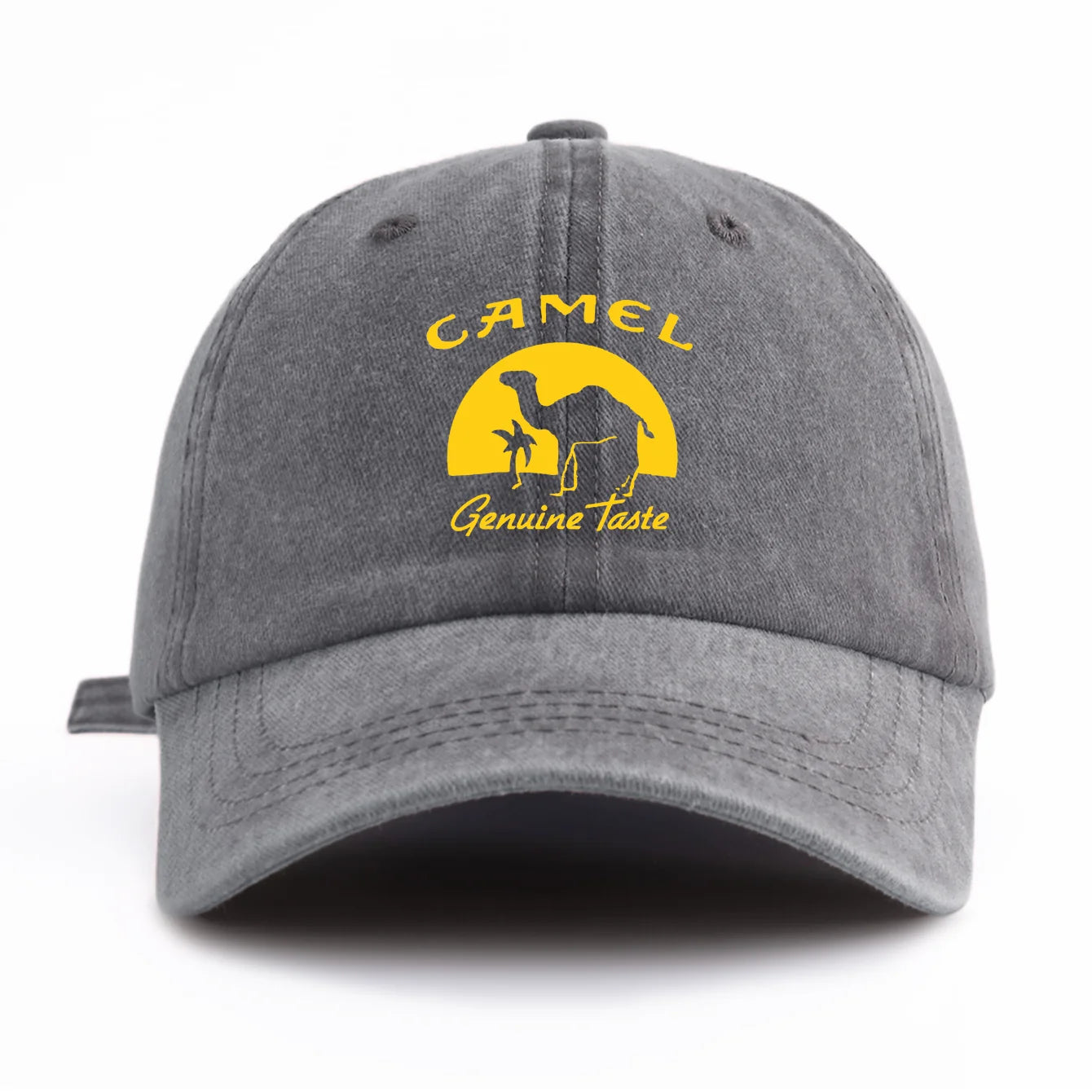 Camel Print Washed Baseball Cap for Adults, Minimalist Retro Style Casual Soft Adjustable