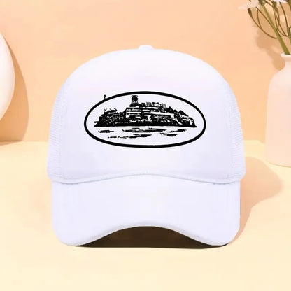 A Trendy City Scenery Mesh Dad Hat Adjustable Breathable Baseball Cap