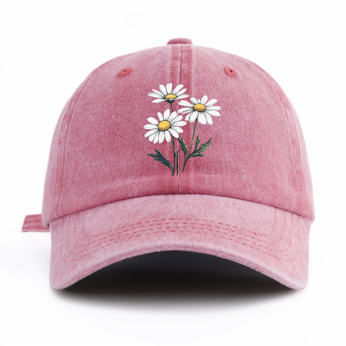 Flower Print Washed Baseball Cap For Adults, Minimalist Retro Style Casual Soft