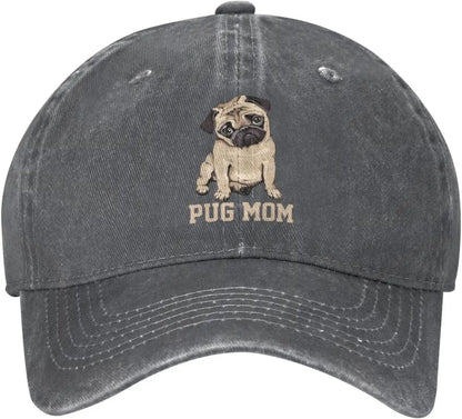 Pug Mom Dog Womens Denim Baseball Cap Mom