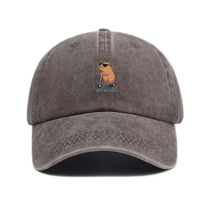 Capybara Cartoon Washed Cotton Baseball Cap For Men Women