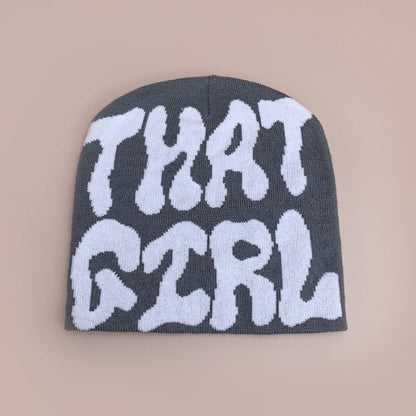 Korean Letter Color Block Knitted Hats Versatile Retro Fashion Casual Beanies