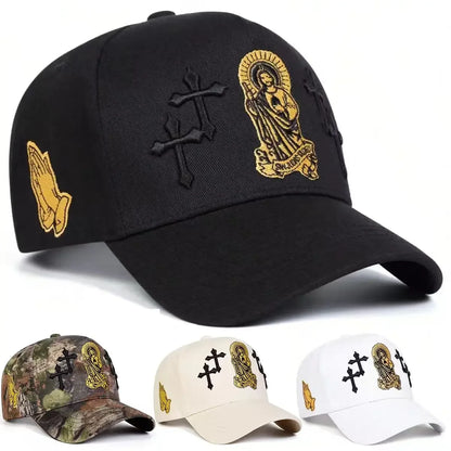 Unisex Cross Embroidery Baseball Caps Spring Autumn Sports Cap