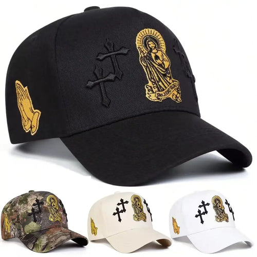 Unisex Cross Embroidery Baseball Caps Spring Autumn Outdoor Sports Cap