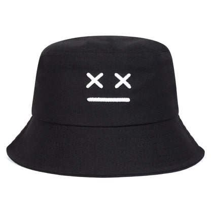 Unisex XX Smiling Face Embroidery Personality Bucket Hats