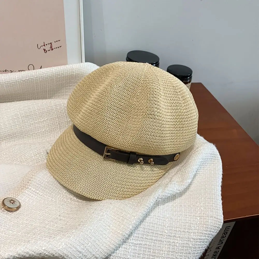 Summer Breathable Women's Beret Thin Knitted Octagonal Hat