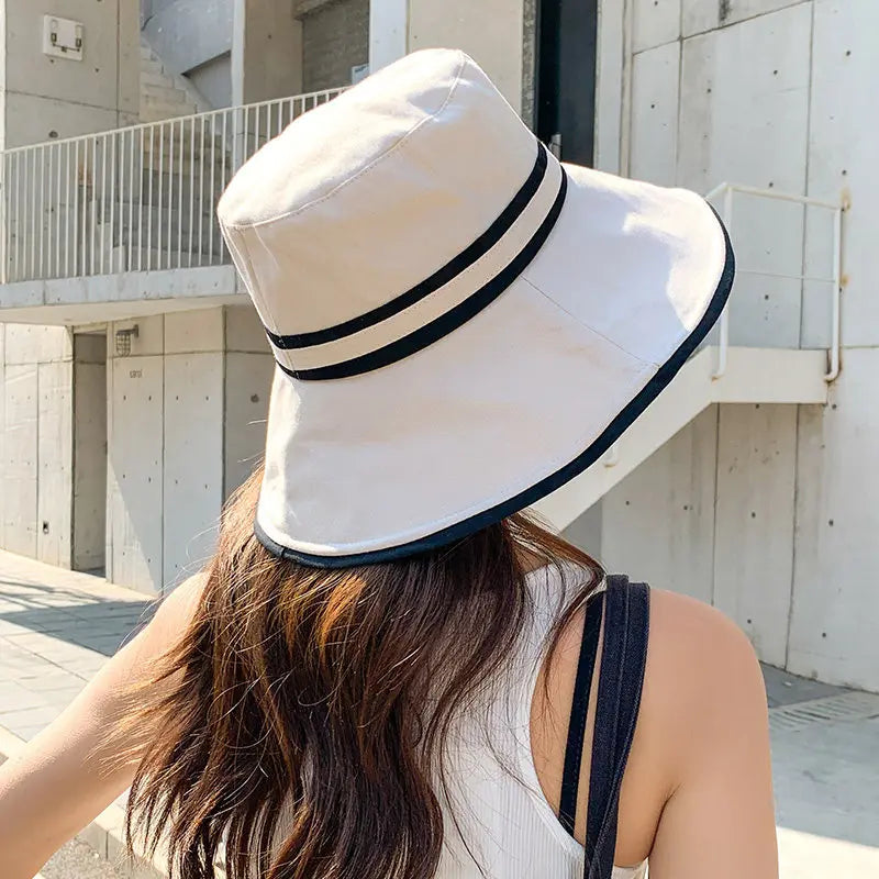 Women Summer Wide Brim Striped Bucket Hat