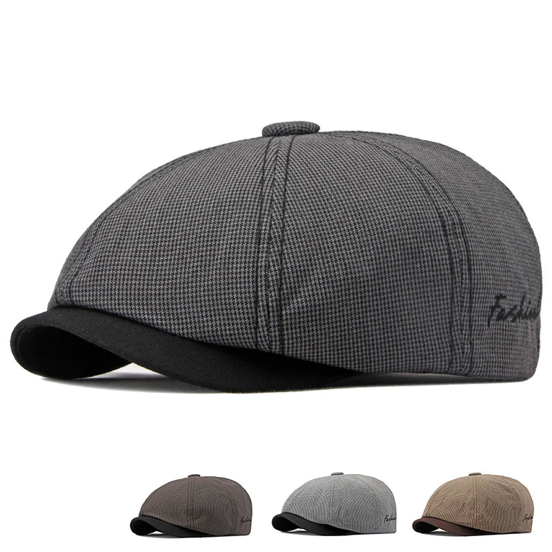 Casual Newsboy Caps Men Cotton Flat Cap Octagonal Hats