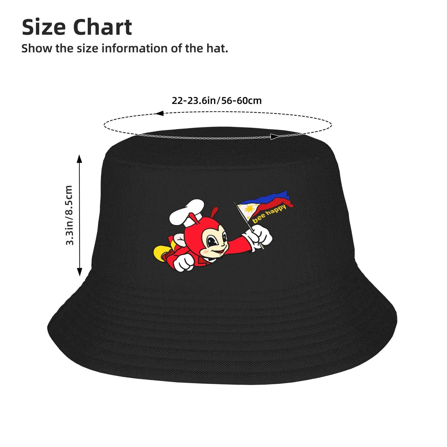 Jollibee Flag Sticker  Bucket Hats Panama Hat Children Bob Hats Autumn For Summer