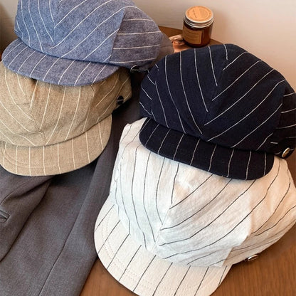 Harajuku Style Cotton And Linen Striped Berets
