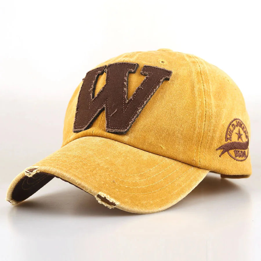 Retro Distressed Style Letter 'W' Baseball Cap