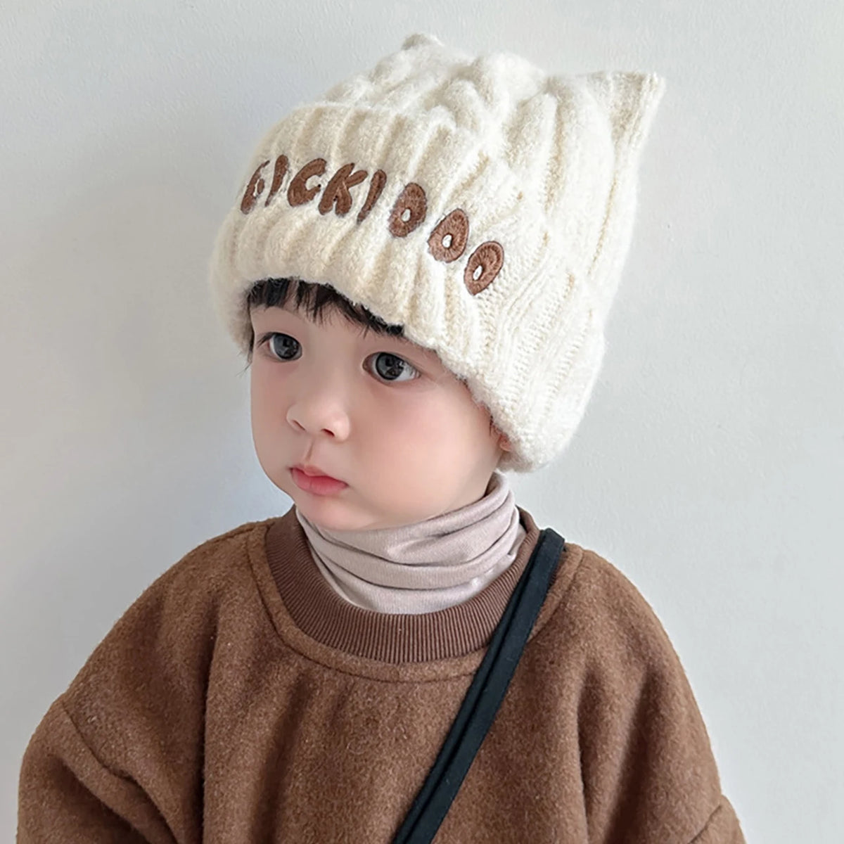 Fashion Letter Children Knitted Hat Boy Girl Thicken Woolen Pullover Cap