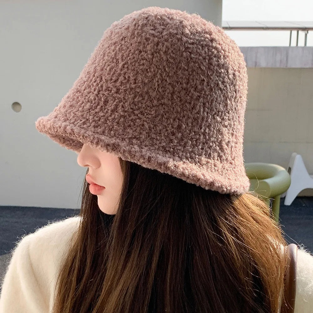 Wool Bucket Hat - Fashionable & Warm Winter Beanie, Cute Round Top Cap for Women & Girls (Unisex)
