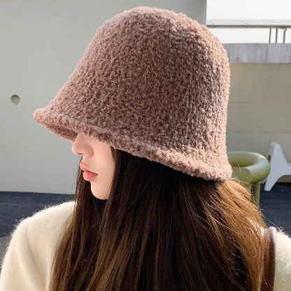 Wool Bucket Hat - Fashionable & Warm Winter Beanie, Cute Round Top Cap for Women & Girls (Unisex)