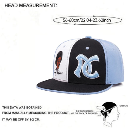 Flat brimmed Hat Black AC Embroidered Snapback Hat