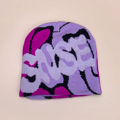 Color Block Letter Wool Knitted Hats