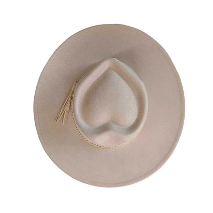 Vegan Suede Hat Teardrop Shape 9.5cm Wide Brim Fedora Hat Men's And Women's