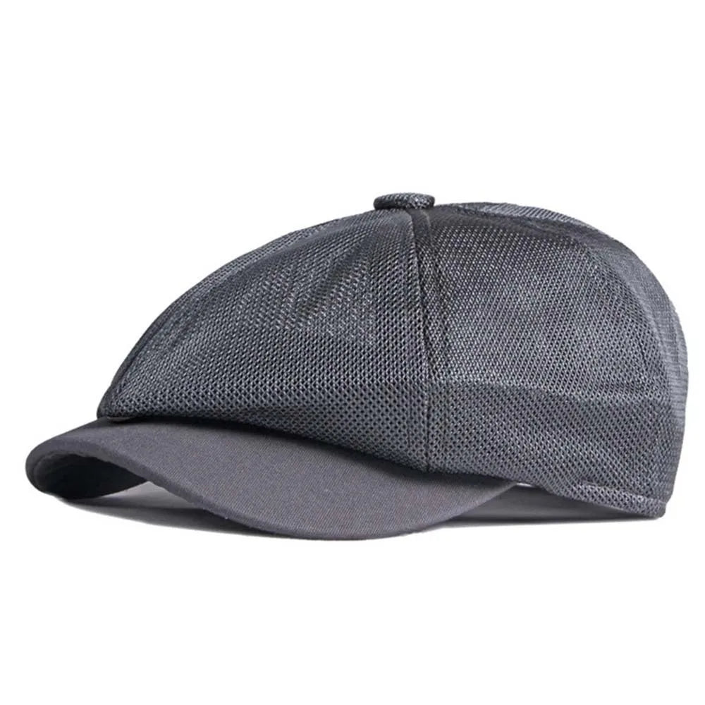Solid Color Mesh British Beret Hollow-Out