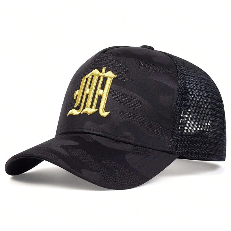 Fashion M Letter Camouflage Embroidery Baseball Net Caps Spring And Summer