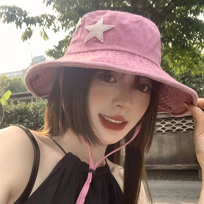 Punk Star Cowboy Hat For Women Fashion Wide Brim Sun Visors