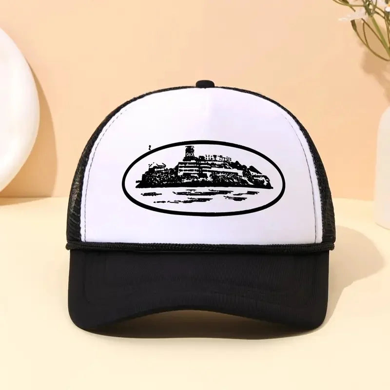 A Trendy City Scenery Mesh Dad Hat Adjustable Breathable Baseball Cap