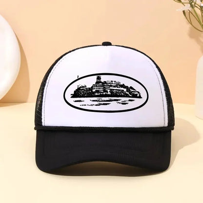 A Trendy City Scenery Mesh Dad Hat Adjustable Breathable Baseball Cap