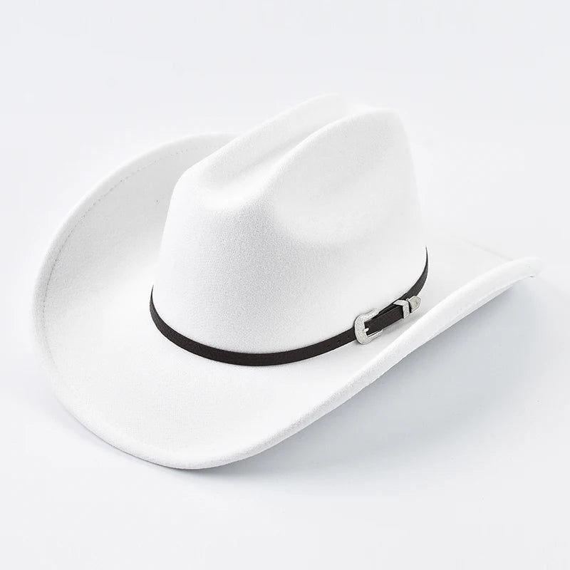 Unisex Western Cowboy Hat With Leather Vintage