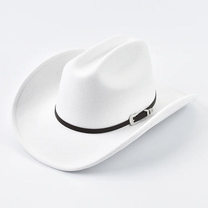 Unisex Western Cowboy Hat With Leather Vintage