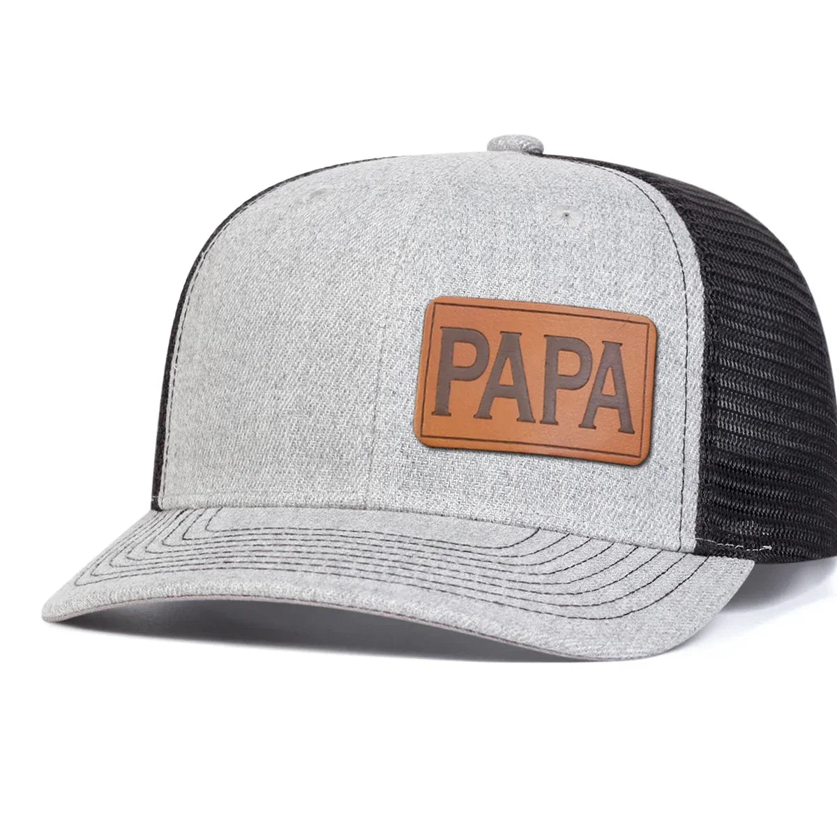 Unisex Brown PAPA Leather Label Baseball Net Caps Spring Summer